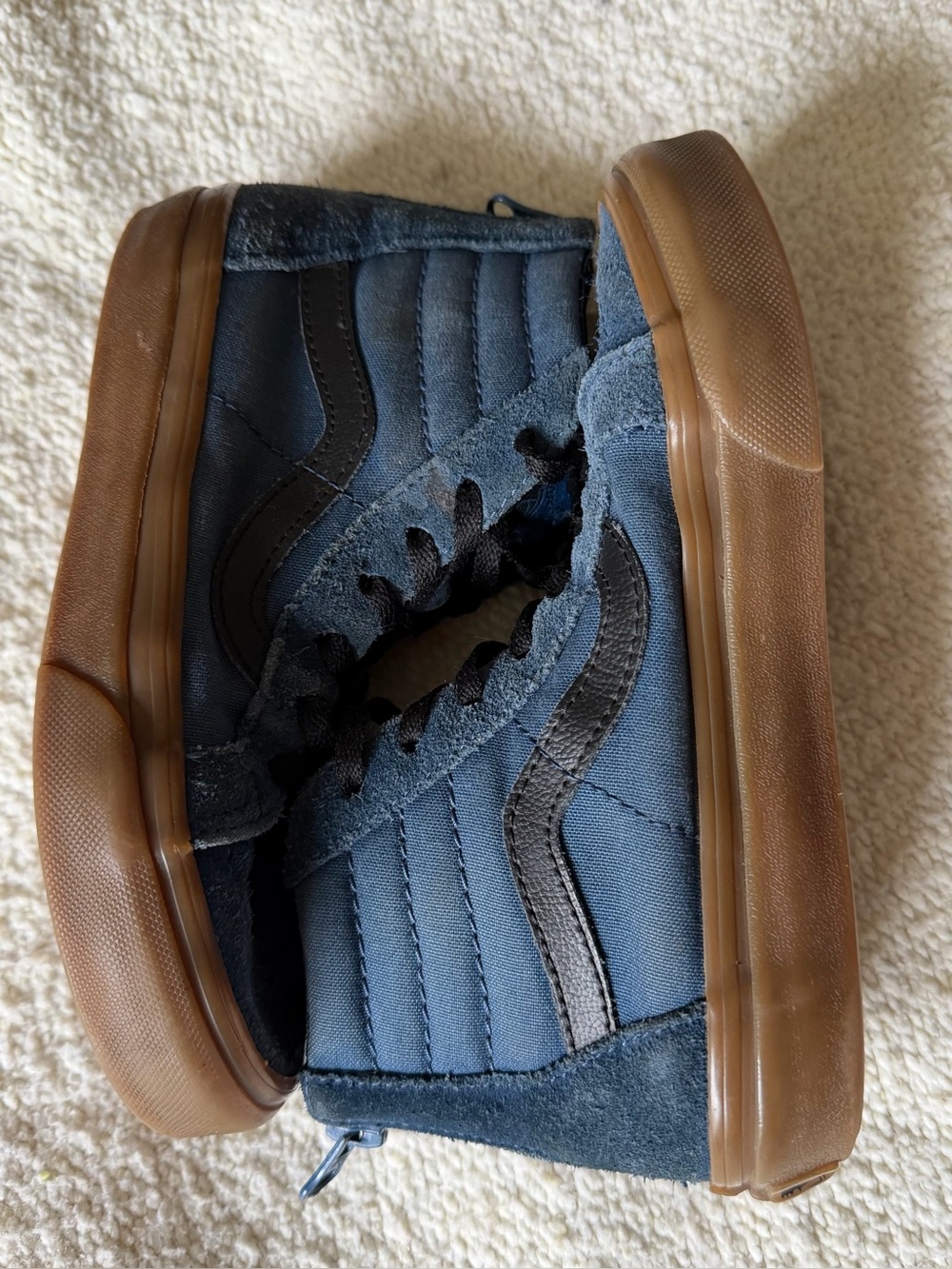 Vans Sk8-Hi Zip Boys Blue Suede High Top Skate Sneakers 13.5